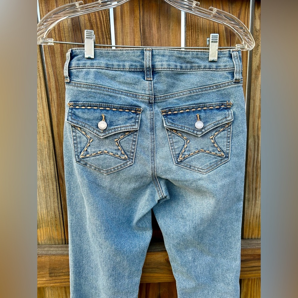 NWT No Boundaries Y2K Jeans Bootcut Embroidered Star Denim Sz. 00 - Picture 7 of 9